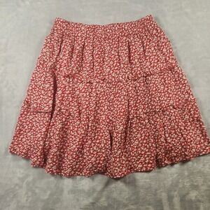 Sim & Sam Red Floral Print Layered Ruffle Skirt‎ XL